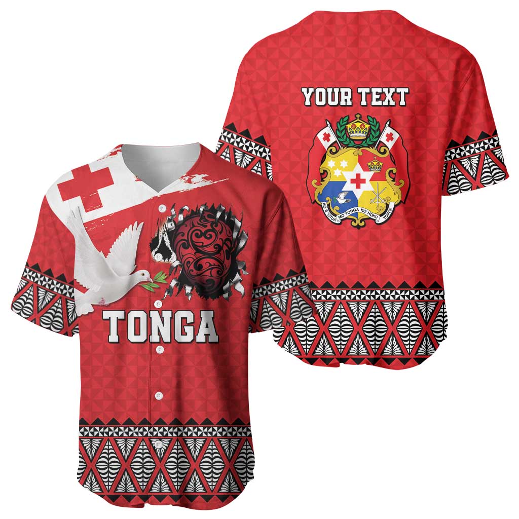 Tonga Heart Tribal Personalised Baseball Jersey Polynesian Patterns