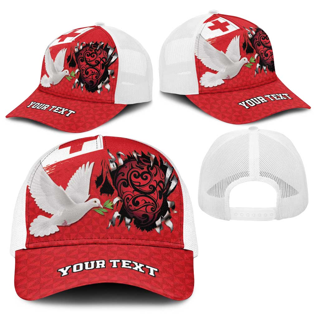 Tonga Heart Tribal Personalised Baseball Net Cap Polynesian Patterns