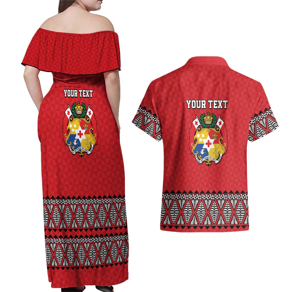 Tonga Heart Tribal Personalised Couples Matching Off Shoulder Maxi Dress and Hawaiian Shirt Polynesian Patterns