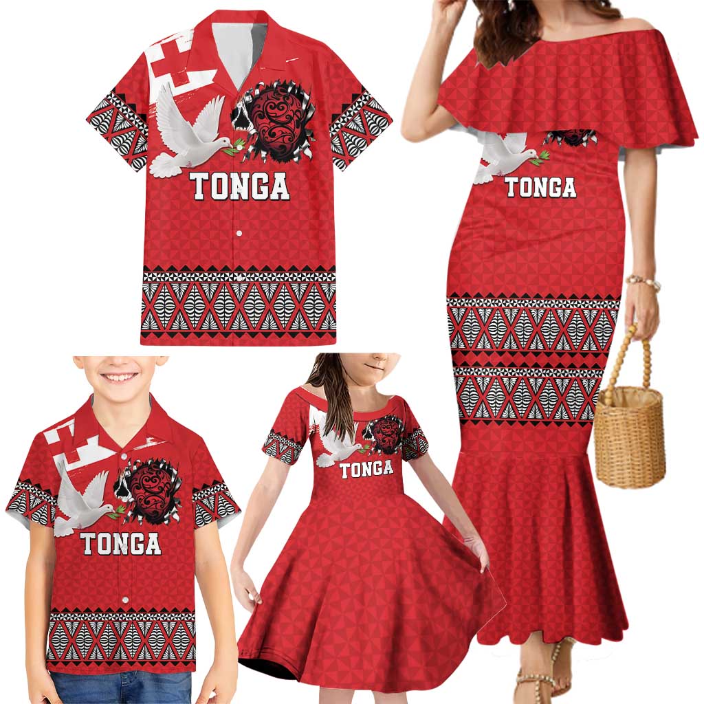 Tonga Heart Tribal Personalised Family Matching Mermaid Dress and Hawaiian Shirt Polynesian Patterns LT9 - Polynesian Pride
