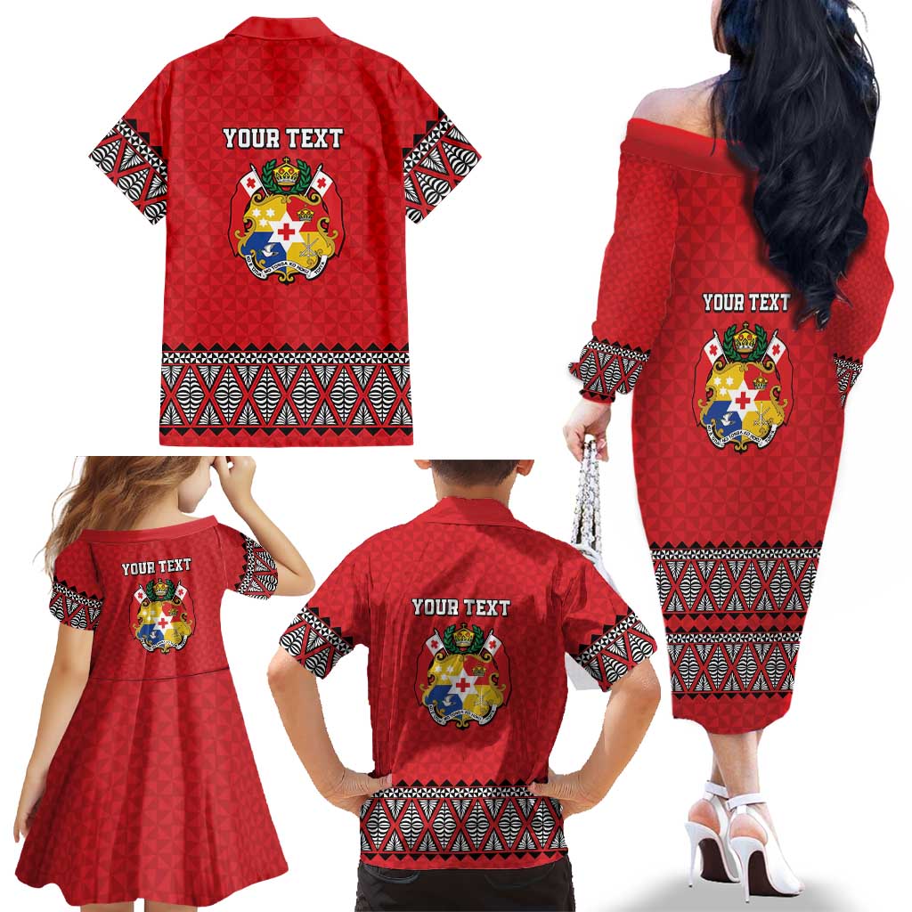 Tonga Heart Tribal Personalised Family Matching Off The Shoulder Long Sleeve Dress and Hawaiian Shirt Polynesian Patterns LT9 - Polynesian Pride