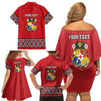 Tonga Heart Tribal Personalised Family Matching Off Shoulder Short Dress and Hawaiian Shirt Polynesian Patterns LT9 - Polynesian Pride
