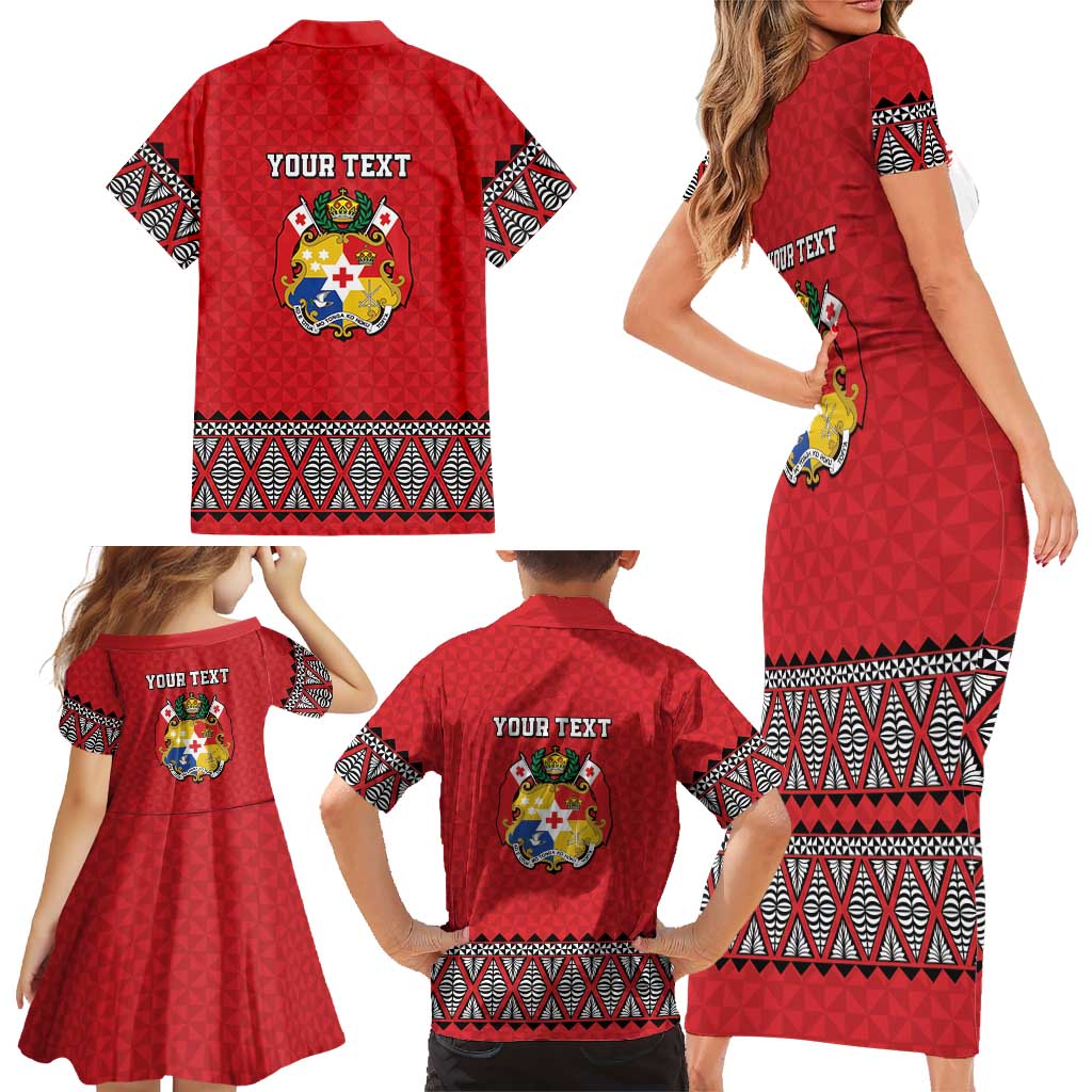 Tonga Heart Tribal Personalised Family Matching Short Sleeve Bodycon Dress and Hawaiian Shirt Polynesian Patterns LT9 - Polynesian Pride