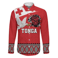 Tonga Heart Tribal Personalised Family Matching Short Sleeve Bodycon Dress and Hawaiian Shirt Polynesian Patterns LT9 Dad's Shirt - Long Sleeve Red - Polynesian Pride