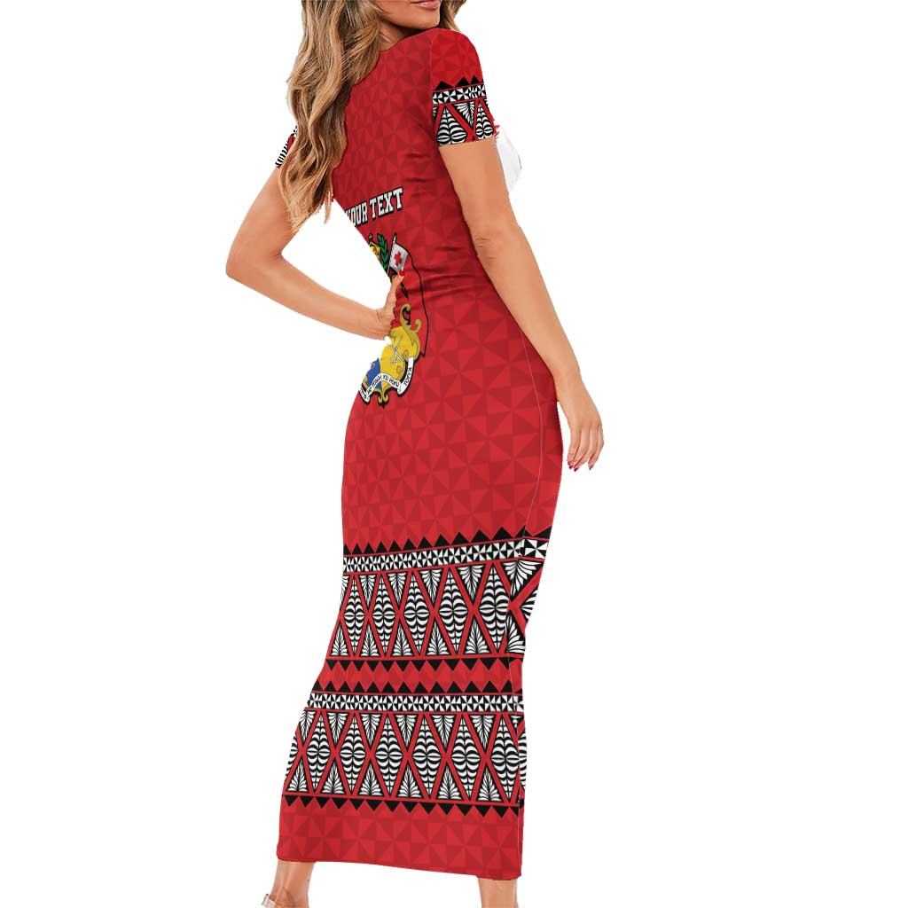 Tonga Heart Tribal Personalised Family Matching Short Sleeve Bodycon Dress and Hawaiian Shirt Polynesian Patterns LT9 - Polynesian Pride