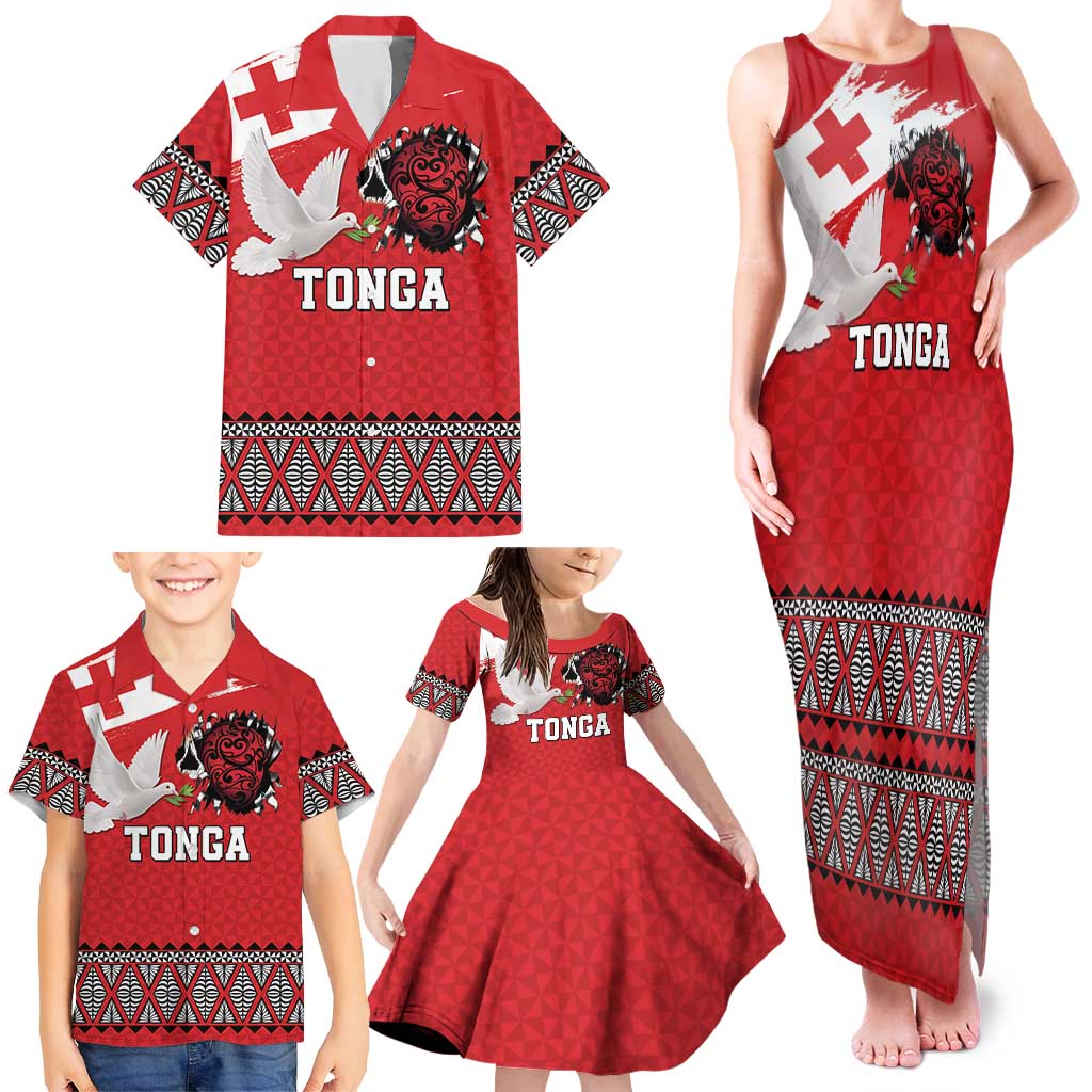 Tonga Heart Tribal Personalised Family Matching Tank Maxi Dress and Hawaiian Shirt Polynesian Patterns
