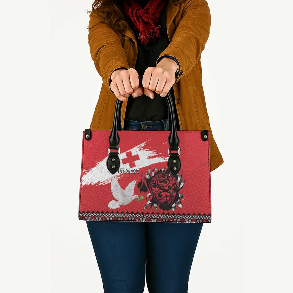 Tonga Heart Tribal Personalised Leather Bag Polynesian Patterns