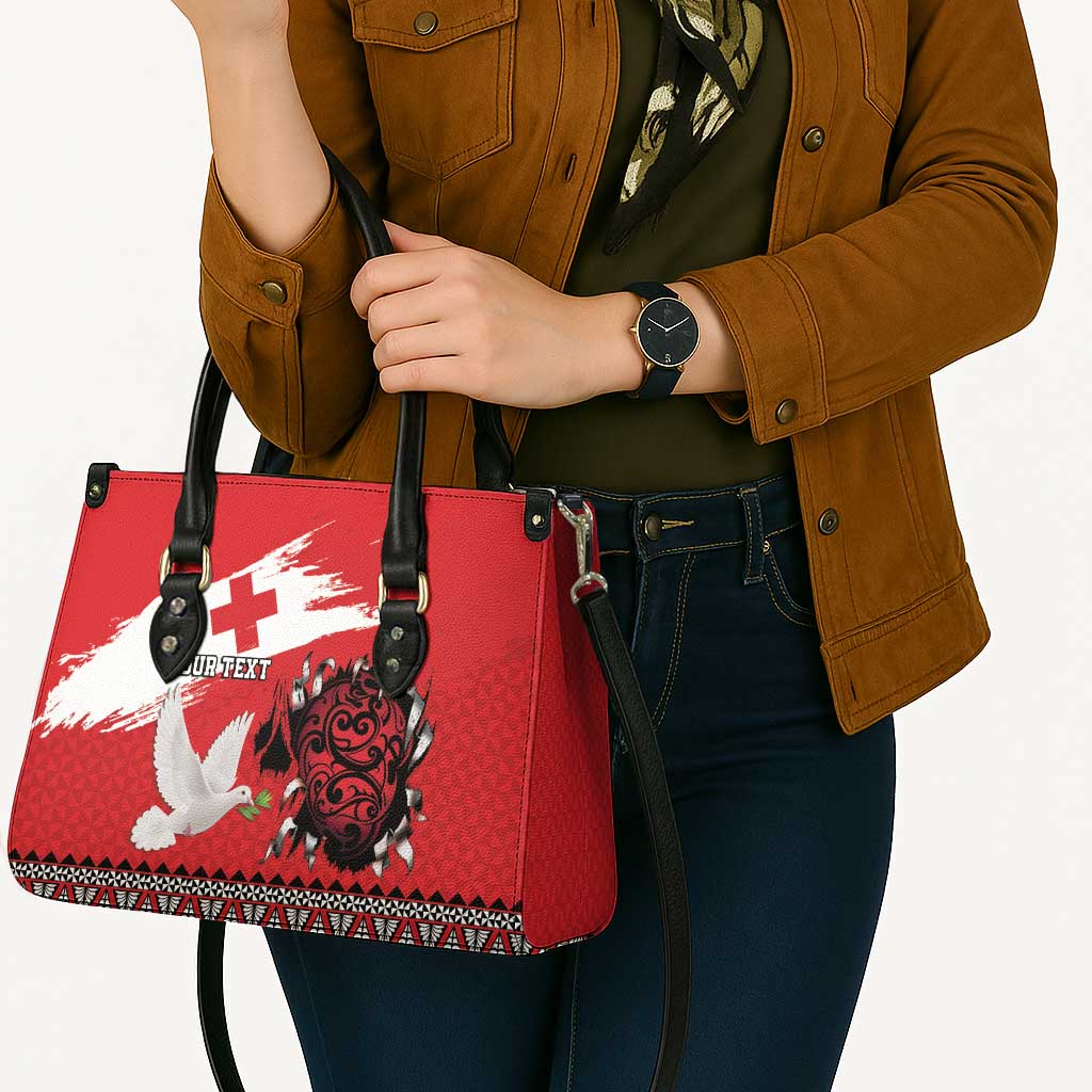 Tonga Heart Tribal Personalised Leather Bag Polynesian Patterns