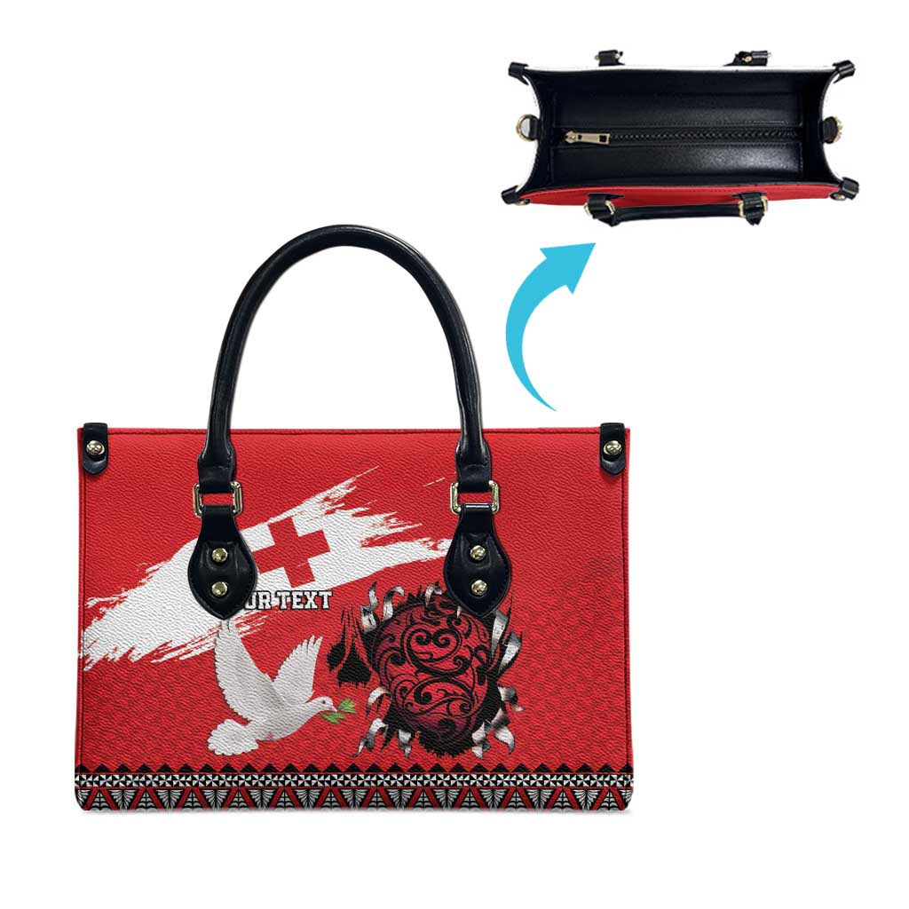 Tonga Heart Tribal Personalised Leather Bag Polynesian Patterns