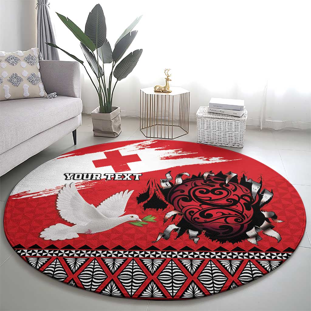 Tonga Heart Tribal Personalised Round Carpet Polynesian Patterns