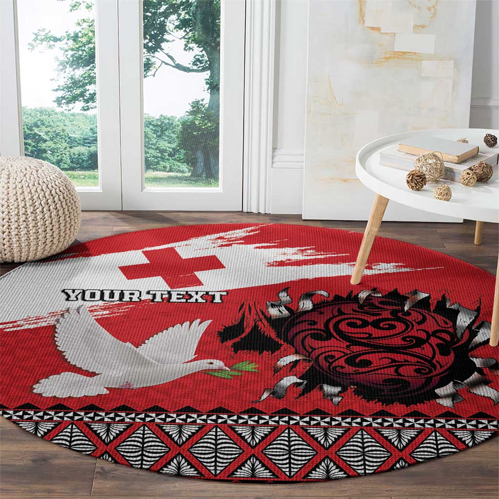 Tonga Heart Tribal Personalised Round Carpet Polynesian Patterns