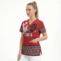 Tonga Heart Tribal Personalised Scrub Top Polynesian Patterns