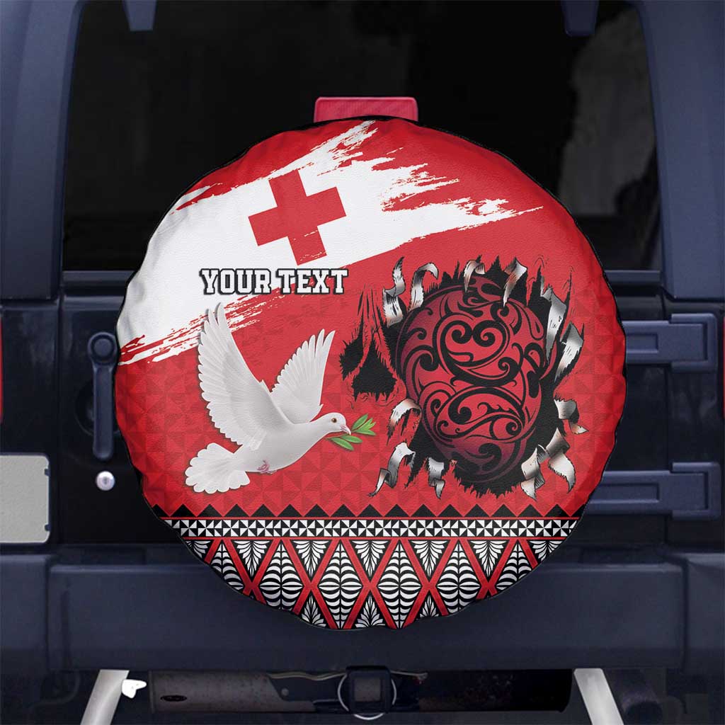 Tonga Heart Tribal Personalised Spare Tire Cover Polynesian Patterns LT9 No hole Red - Polynesian Pride