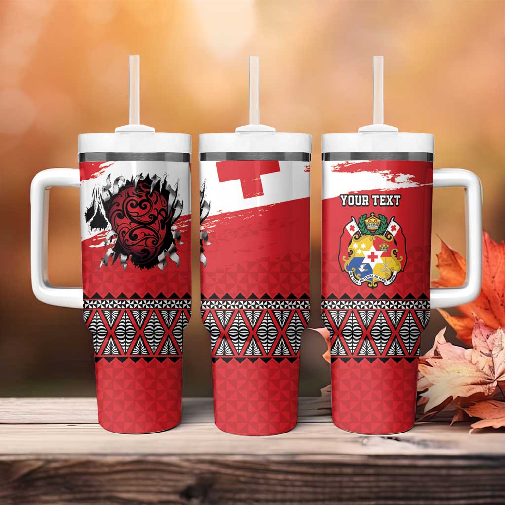 Tonga Heart Tribal Personalised Tumbler With Handle Polynesian Patterns