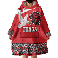 Tonga Heart Tribal Personalised Wearable Blanket Hoodie Polynesian Patterns