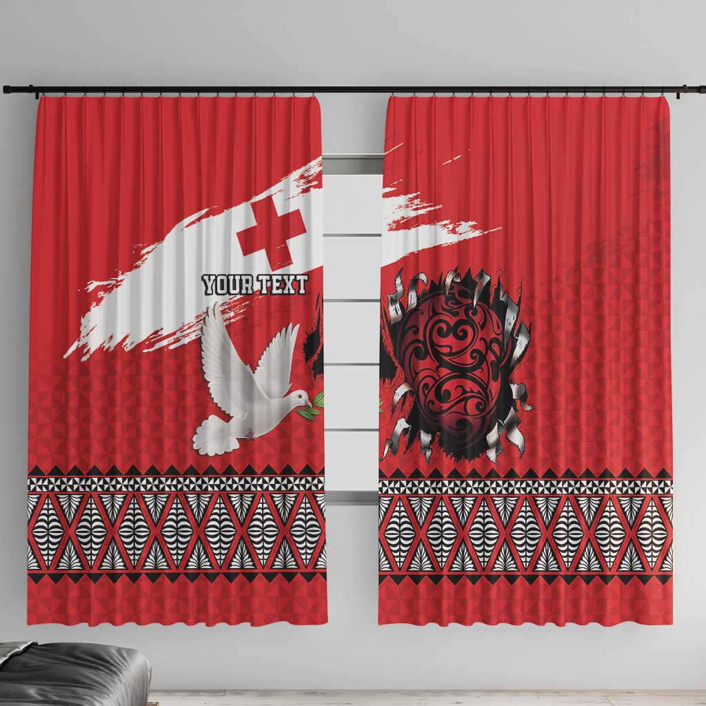 Tonga Heart Tribal Personalised Window Curtain Polynesian Patterns