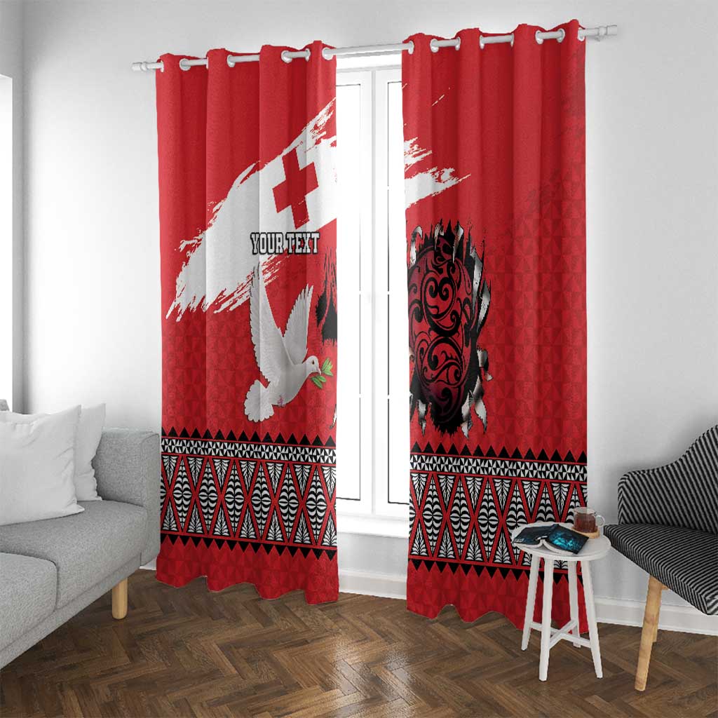 Tonga Heart Tribal Personalised Window Curtain Polynesian Patterns