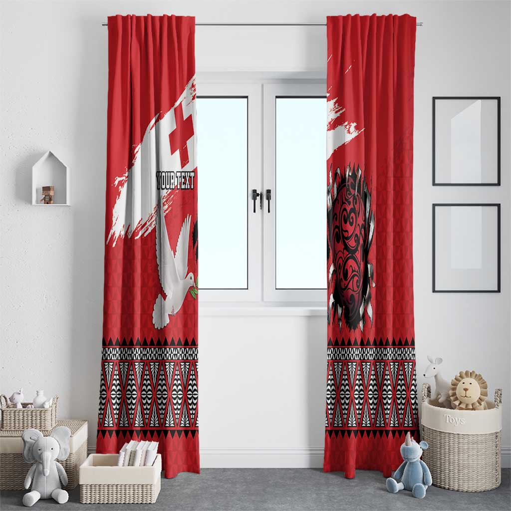 Tonga Heart Tribal Personalised Window Curtain Polynesian Patterns