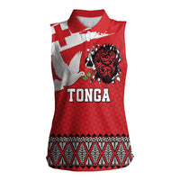 Tonga Heart Tribal Personalised Women Sleeveless Polo Shirt Polynesian Patterns