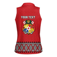 Tonga Heart Tribal Personalised Women Sleeveless Polo Shirt Polynesian Patterns