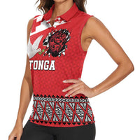 Tonga Heart Tribal Personalised Women Sleeveless Polo Shirt Polynesian Patterns