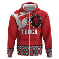 Tonga Heart Tribal Personalised Zip Hoodie Polynesian Patterns LT9 Zip Hoodie Red - Polynesian Pride