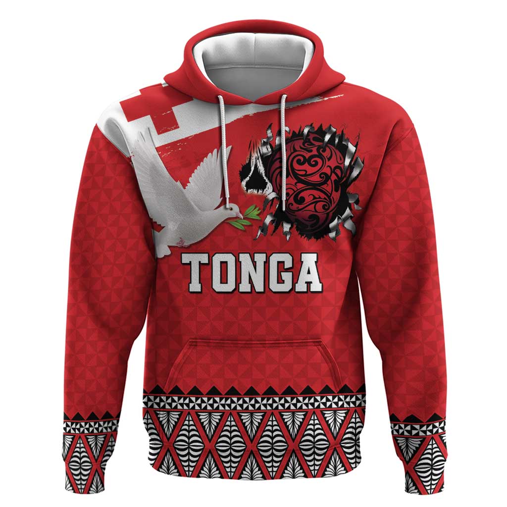 Tonga Heart Tribal Personalised Zip Hoodie Polynesian Patterns LT9 Pullover Hoodie Red - Polynesian Pride