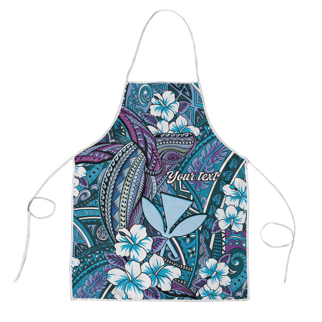 Personalised Hawaii Tribal Humpback Whale Apron Polu Hibiscus Seamless Pattern