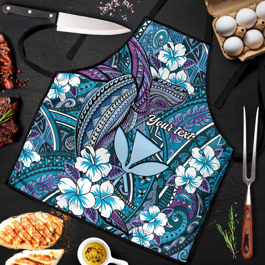 Personalised Hawaii Tribal Humpback Whale Apron Polu Hibiscus Seamless Pattern