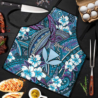 Personalised Hawaii Tribal Humpback Whale Apron Polu Hibiscus Seamless Pattern