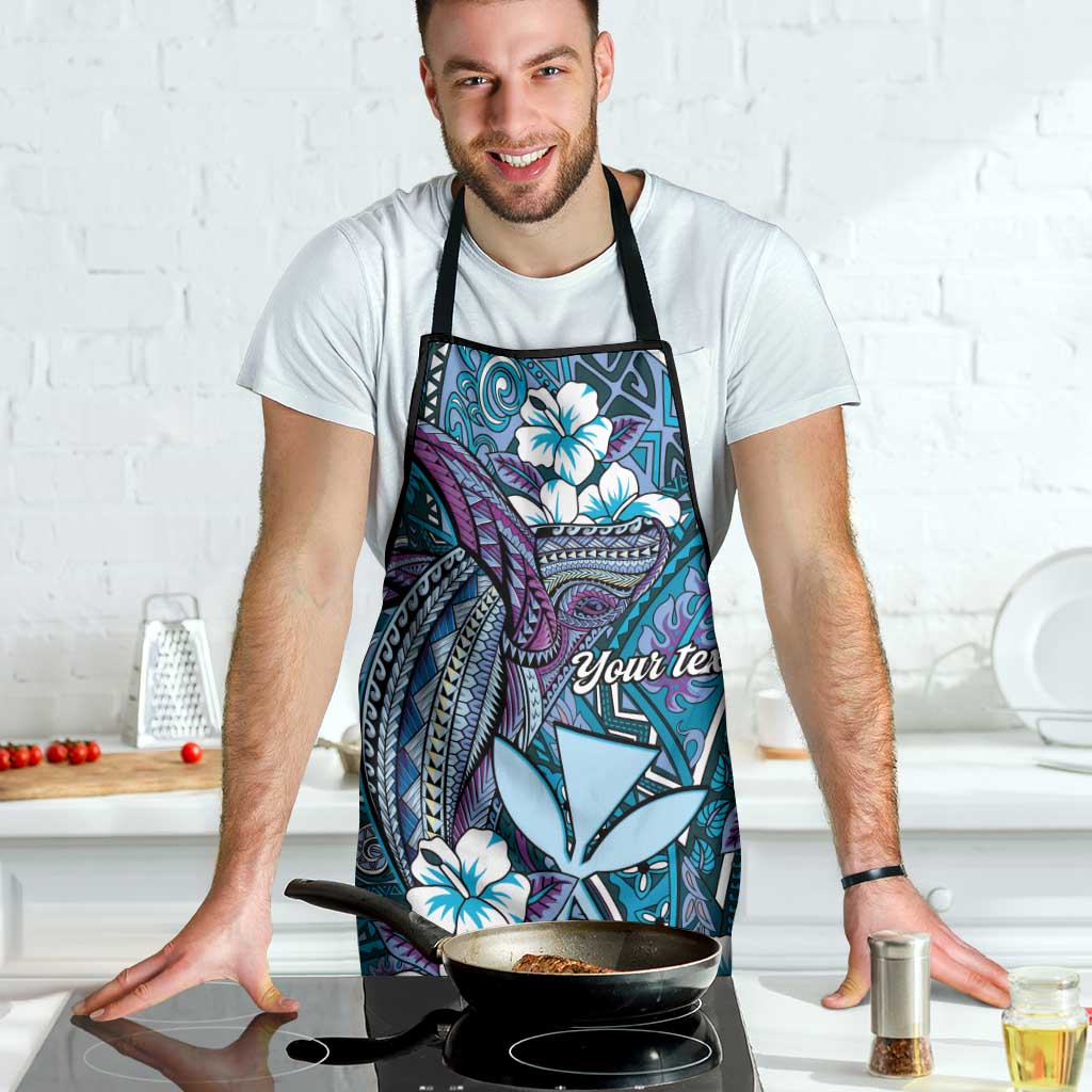 Personalised Hawaii Tribal Humpback Whale Apron Polu Hibiscus Seamless Pattern