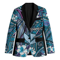 Personalised Hawaii Tribal Humpback Whale Blazer Polu Hibiscus Seamless Pattern