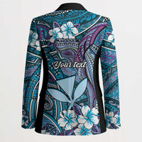 Personalised Hawaii Tribal Humpback Whale Blazer Polu Hibiscus Seamless Pattern