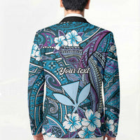 Personalised Hawaii Tribal Humpback Whale Blazer Polu Hibiscus Seamless Pattern