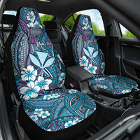 Personalised Hawaii Tribal Humpback Whale Car Seat Cover Polu Hibiscus Seamless Pattern