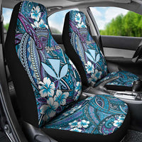 Personalised Hawaii Tribal Humpback Whale Car Seat Cover Polu Hibiscus Seamless Pattern