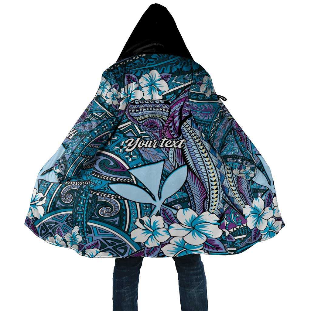 Personalised Hawaii Tribal Humpback Whale Cloak Polu Hibiscus Seamless Pattern