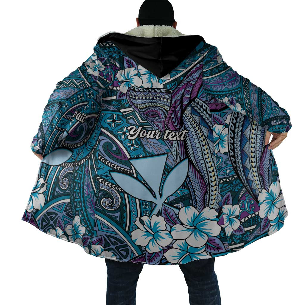 Personalised Hawaii Tribal Humpback Whale Cloak Polu Hibiscus Seamless Pattern