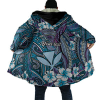 Personalised Hawaii Tribal Humpback Whale Cloak Polu Hibiscus Seamless Pattern