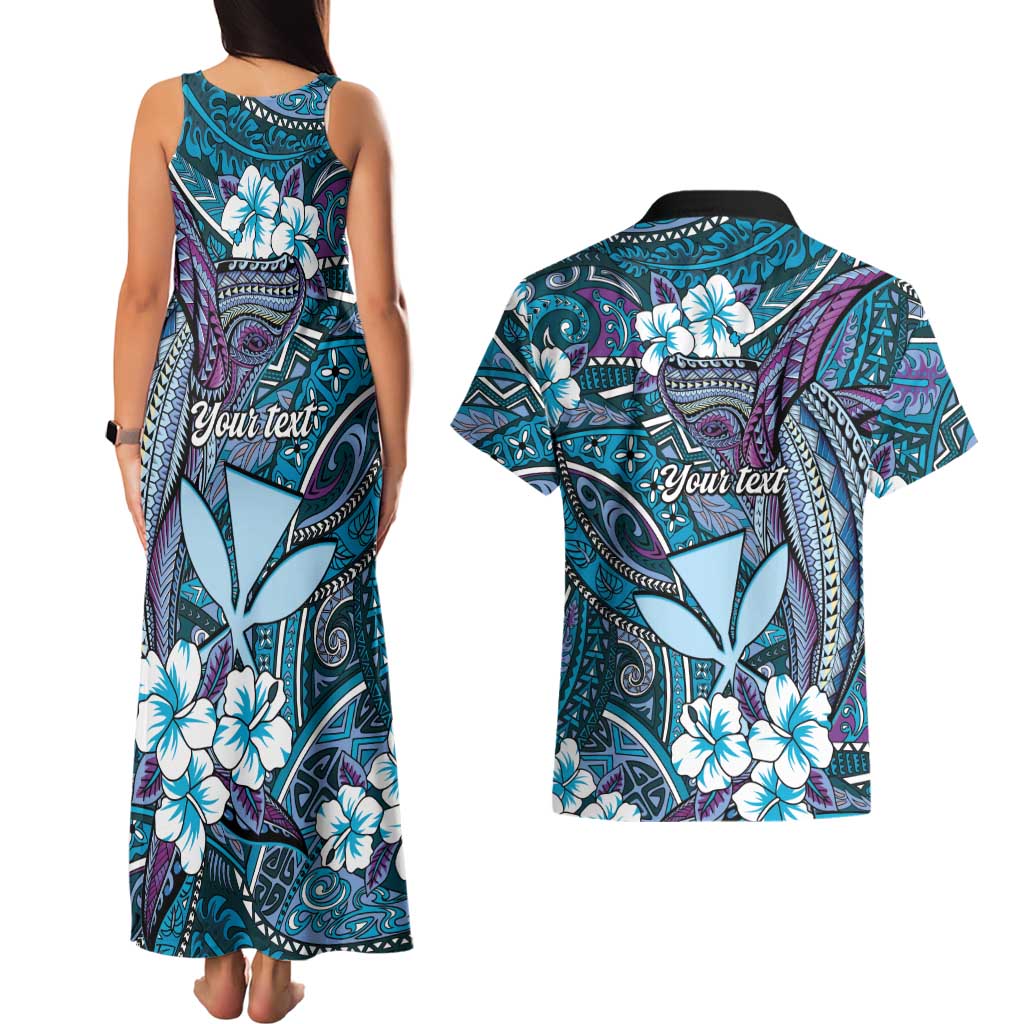 Personalised Hawaii Tribal Humpback Whale Couples Matching Tank Maxi Dress and Hawaiian Shirt Polu Hibiscus Seamless Pattern LT9 - Polynesian Pride