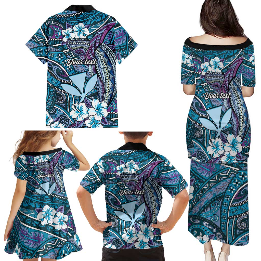 Personalised Hawaii Tribal Humpback Whale Family Matching Puletasi and Hawaiian Shirt Polu Hibiscus Seamless Pattern LT9 - Polynesian Pride