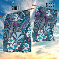 Personalised Hawaii Tribal Humpback Whale Garden Flag Polu Hibiscus Seamless Pattern