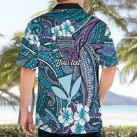 Personalised Hawaii Tribal Humpback Whale Hawaiian Shirt Polu Hibiscus Seamless Pattern