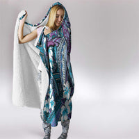Personalised Hawaii Tribal Humpback Whale Hooded Blanket Polu Hibiscus Seamless Pattern