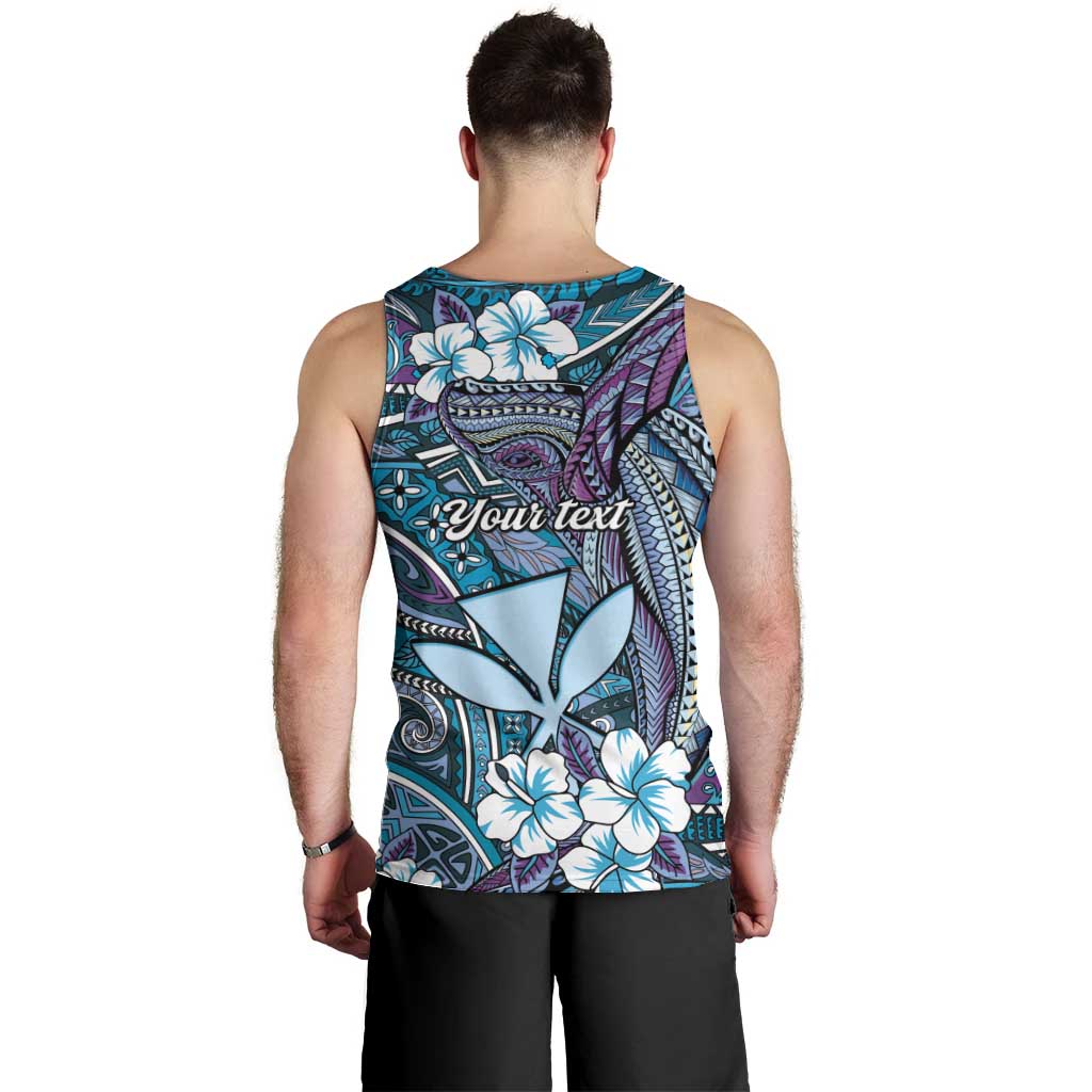 Personalised Hawaii Tribal Humpback Whale Men Tank Top Polu Hibiscus Seamless Pattern