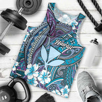 Personalised Hawaii Tribal Humpback Whale Men Tank Top Polu Hibiscus Seamless Pattern