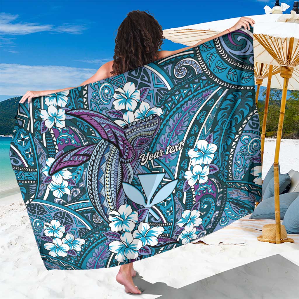 Personalised Hawaii Tribal Humpback Whale Sarong Polu Hibiscus Seamless Pattern