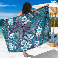 Personalised Hawaii Tribal Humpback Whale Sarong Polu Hibiscus Seamless Pattern