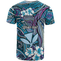 Personalised Hawaii Tribal Humpback Whale T Shirt Polu Hibiscus Seamless Pattern
