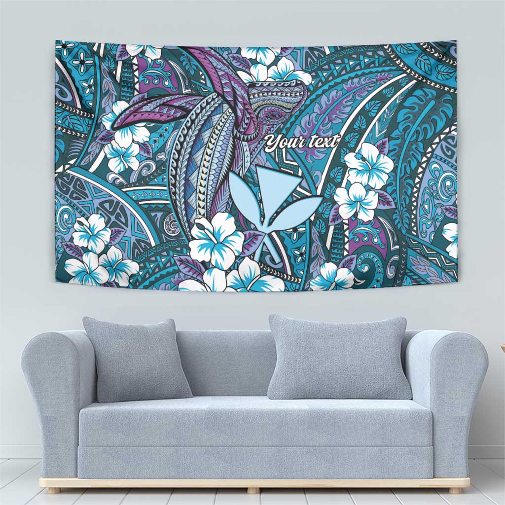 Personalised Hawaii Tribal Humpback Whale Tapestry Polu Hibiscus Seamless Pattern